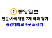 중앙일보 인문·사회계열 7개 학과평가, 중앙대 5곳 최상위